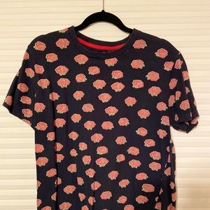 T-shirt from Eighty Eight vintage styled with red roses on Navy shirt (Men’s M)